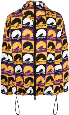 Dsquared2 logo-print hooded jacket - men - Polyamide/Polyamide - S - Yellow