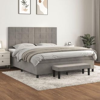 vidaXL Vidaxl - Cama Box Spring Con Colch&oacute;n Terciopelo Gris Claro 180x200 Cm