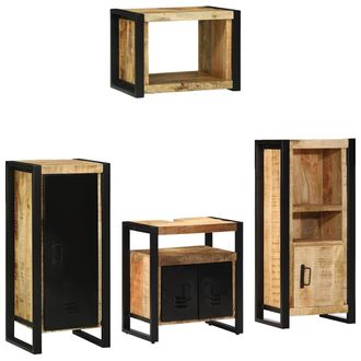 vidaXL Juego De Muebles De Ba&ntilde;o 4 Uds. Marr&oacute;n Y Negro 40 X 35 X 90 Cm Vidaxl