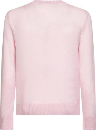 Jil Sander Mens Pink Wool Knit Monogram Crewneck Sweater