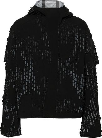 Heliot Emil Morphogens lasercut-pattern hooded jacket - men - Polyester/Polyethylene - M - Black