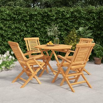 Berkfield Home 5 Piece Garden Dining Set Solid Wood Teak in Brown