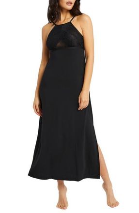 Fleur't Parisian Nights Lace Trim Nightgown in Black at Nordstrom, Size X-Large