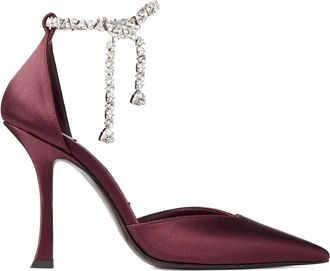 Jimmy Choo London 100 mm Stevie satijnen pumps verfraaid met kristallen - Rood