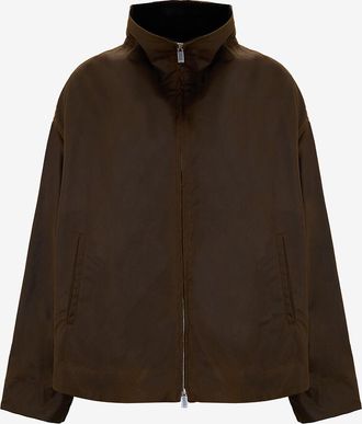 Toteme Kurzer Mantel aus gewachstem Stoff mit Stehkragen