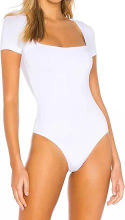 Superdown Al Square Neck Bodysuit In White