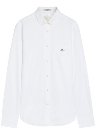 GANT Logo-embroidered Cotton Oxford Shirt - White - Xxl