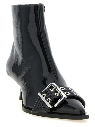 Ganni Buckle Ankle Boot - Black