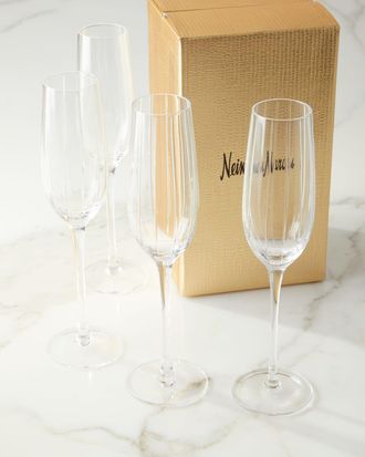 Neiman Marcus Cut Champagne Flutes, Set of 4