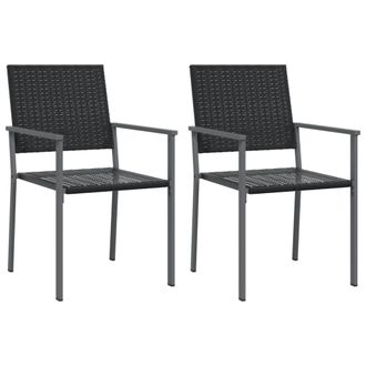 vidaXL Sedie Da Giardino 2 Pz Nere 54x62,5x89 Cm In Polyrattan - Vidaxl