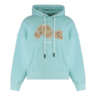 Palm Angels Hoodies, male, Blue, M, Hooded Sweatshirt in Cotton with Logo