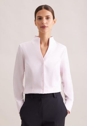 Seidensticker Klassische Bluse SEIDENSTICKER, Damen, Gr. 3XL (46), pink, 100% Baumwolle, unifarben, slim fit, ohne Ausschnitt, Blusen Klassische Bluse, 1/1 Kragen U