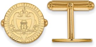 Diamond2Deal Sterling Silver Gold-plated Georgia Institute of Technology Crest Cuff Links