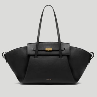 DeMellier The Brooklyn in Black Small Grain Leather Tote & Work bag