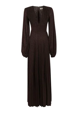 Elisabetta Franchi Slim-Fit Lame Jersey Double-Slit Evening Dress