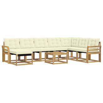 vidaXL Conjunto De Sof&aacute;s De Exterior Con Coj&iacute;n 9 Pcs Blanco Y Crema Vidaxl