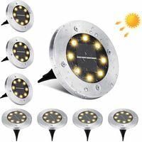 OEM Memkey - Luci Solari Per Esterni, 8 Led, Impermeabili Ip65 - Acciaio Inossidabile - Luce Bianca Calda - Confezione Da 8 Per Vialetti E Giardini - Crez