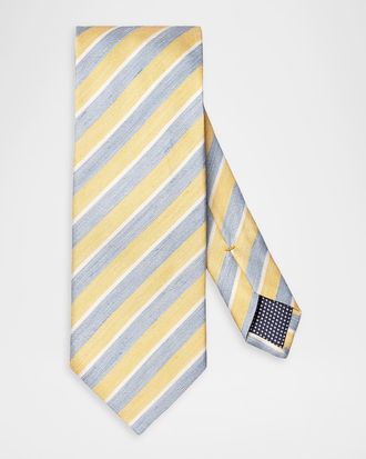 Eton Men & apos;s Linen and Silk Diagonal Stripe Tie