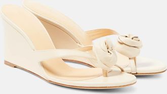 Magda Butrym Floral-applique leather wedge sandals