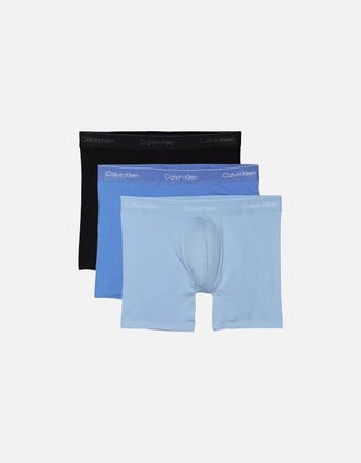 Calvin Klein Mens 3-Pack Icon Cotton Stretch Boxer Briefs, Black/Glacier/Bluebell - Size: 42/43/32