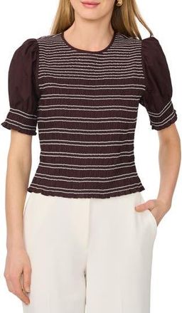Parker Smocked Puff Sleeve Cotton Top in Dark Chocolate Delight at Nordstrom Rack, Size 0