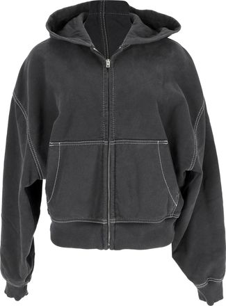 Acne Studios Logo-Embroidered Hooded Sweatshirt in Grey Cotton