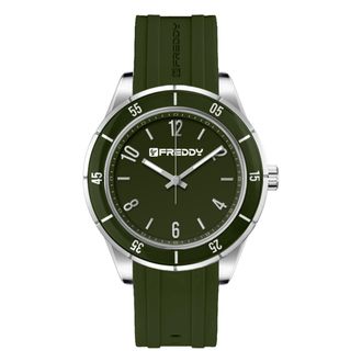 Freddy Orologio donna in silicone e ceramica verde militare e argento