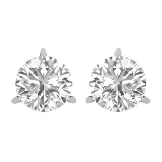 Diamond2Deal 14K White Gold 0.40 Ct Round Lab Grown Diamond Solitaire Stud Earrings Color- E-F, Clarity- VS1