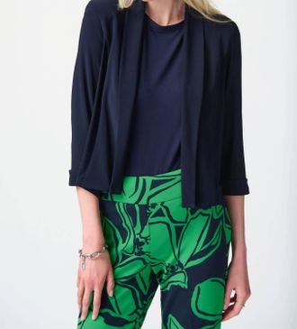 Joseph Ribkoff Silky Knit Shawl Collar Cardigan In Navy