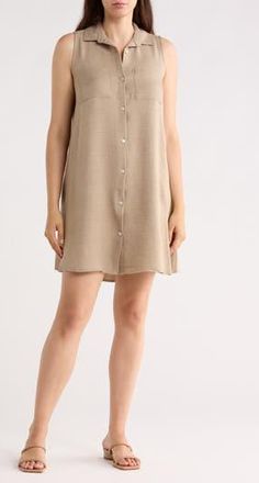 Beach Lunch Lounge Two Pocket Sleeveless Shirtdress in Leche Cafe at Nordstrom Rack, Size X-Large
