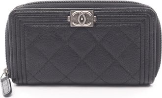 Chanel Black Leather Wallet (Bi-Fold) (Pre-Owned)