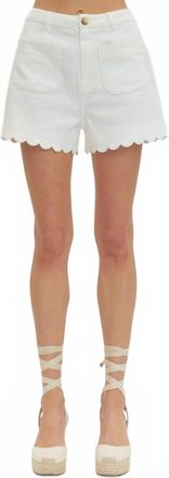 Entro Scalloped Hem Shorts In White
