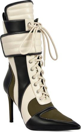 Azalea Wang Amada Pointed Toe Bootie in Olive at Nordstrom, Size 7.5