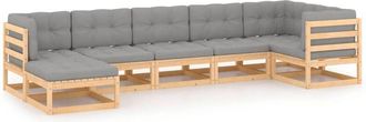 vidaXL Vidaxl - Juego De Muebles De Jard&iacute;n 7 Pzas Y Cojines Madera Maciza Pino