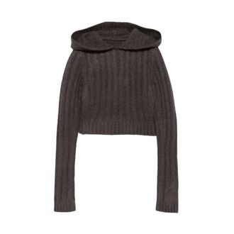 Rick Owens Rib Crop Hoodie - Dames - Sweatshirts & Hoodies - Grijs - Maat: S