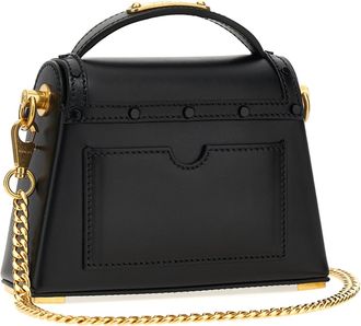 Balmain Womens Top Handle Bag Black Calfskin Leather