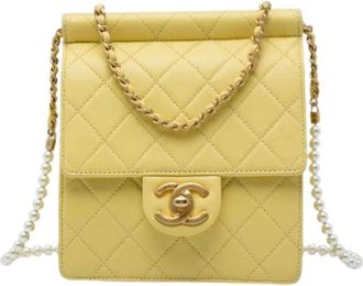 Chanel Pre-owned Vintage Quilted Crossbody Bag - Dames - Vintage Schoudertas - Geel - ONE Size - Leer - Vintage