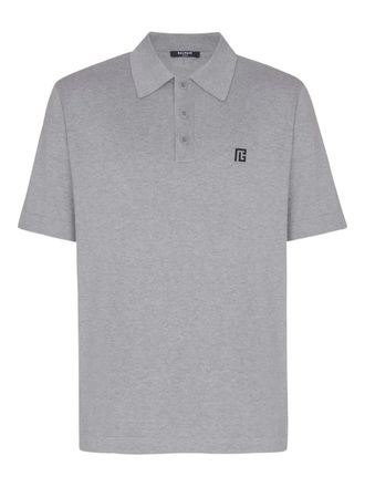 Balmain Embroidered Cotton Polo - Grigio
