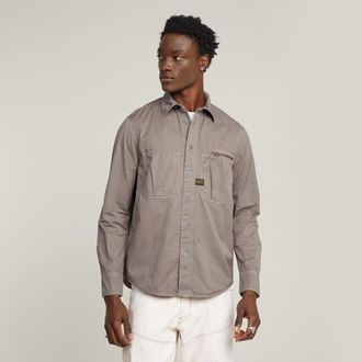 G-Star Mens G-Star RAW Pleated Zip Regular Shirt - Grey - Size X-Large
