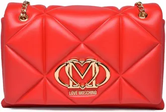 Love Moschino Red Polyurethane Logo Shoulder Bag