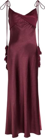 Self Portrait Floral-embellished Satin Maxi Dress - Burgundy - 16 (UK16 / XL)