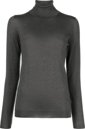Brunello Cucinelli Antraciet Coltrui Trui - Dames - Cashmere truien - Grijs - XS - Truien & Vesten