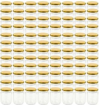 vidaXL Vidaxl - Tarros De Mermelada De Vidrio Con Tapa Dorada 96 Uds 230 Ml