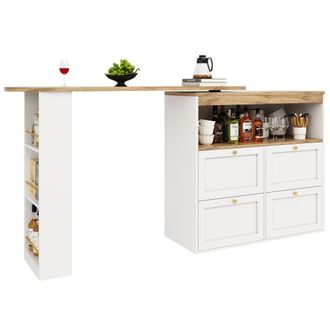 STILVORA Mueble De Almacenaje Con 4 Cajones Y Estantes Abiertos Giratorios De 360 Grados Para Estudio Salon Comedor En Mdf Blanco