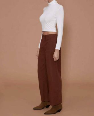 LE JEAN Utility Soft Barrel Pants In Autumn Brown