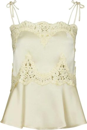 Neo Noir Kaela Heavy Sateen Kant Top - Dames - Tops zonder mouwen - Geel - L - Leer - Tops