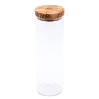 B&eacute;rard Glass Storage Jar With Olive Wood Lid, 50-ounce