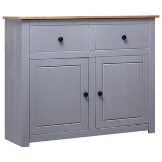 vidaXL Vidaxl - Aparador De Madera Maciza Pino Estilo Panam&aacute; Gris 93x40x80 Cm