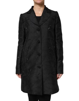 Dolce & Gabbana Womens Black Single Breasted Trench Coat Jacket Polyester Nylon Clothing