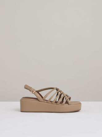 Reiss Lana Sandals Leather Plain, Beige Size: X11